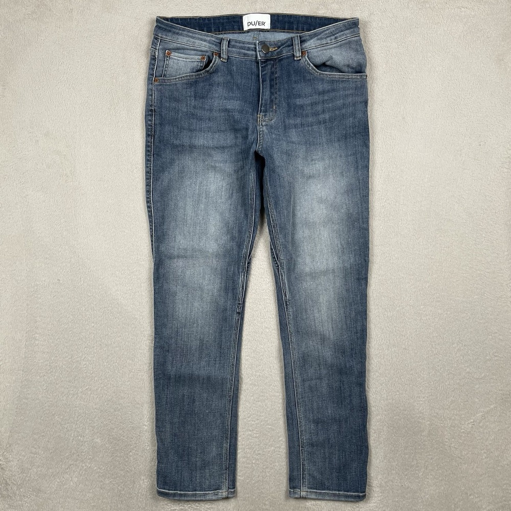 DU/ER Jeans Womens 30x28 Blue Mid Rise Slim Straight Performance Denim Stretch